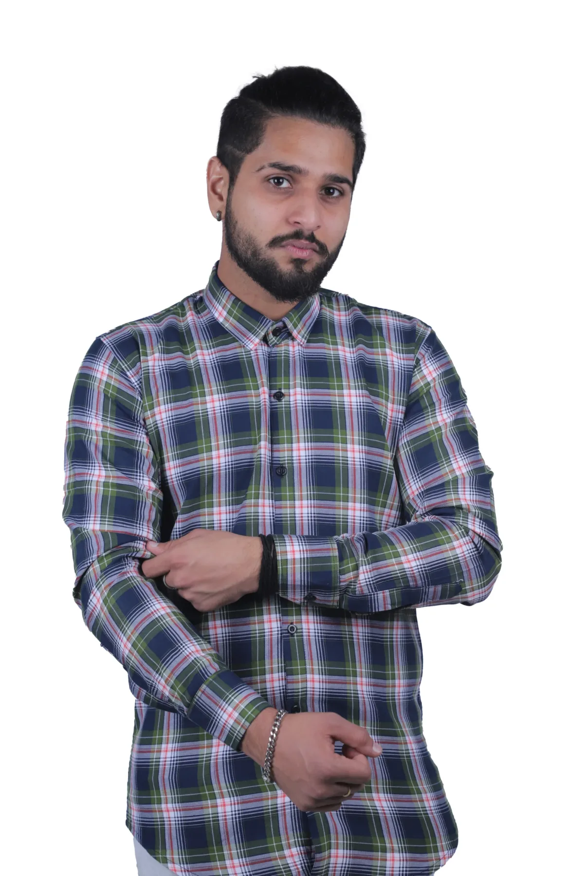 check-shirt-green-colour-casual-stylish-latest-design-men-shirt