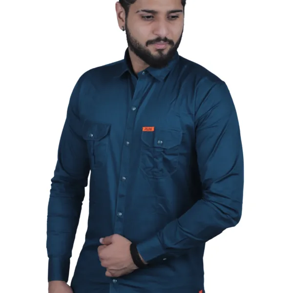 plain-shirt-blue-colour-cotton-casual-slim-fit-party-pocket-shirt