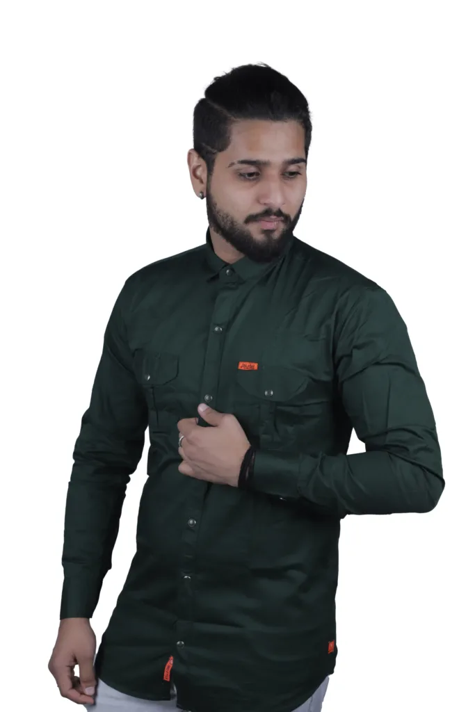 plain-shirt-dark-green-full-sleeve-cotton-stylish-fancy-men-shirt