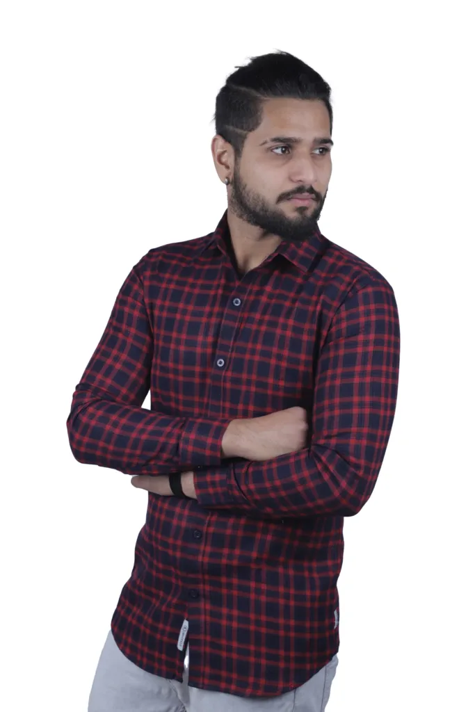 stylish-red-cotton-check-stylish-slim-fit-casual-wrinkle-free-shirt