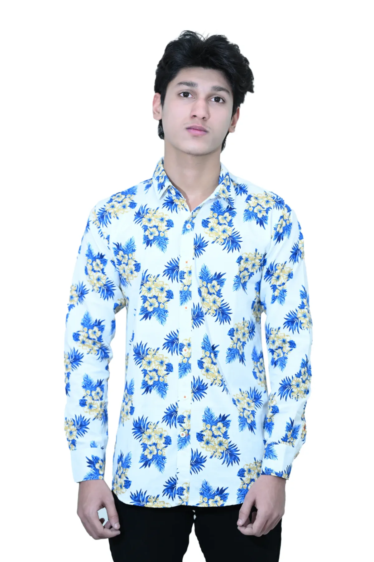 printed-shirt-cotton-blue-flower