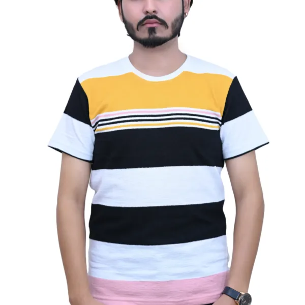 Cotton Bold Striped Slim fit Multi Color Half Sleeves T-shirt