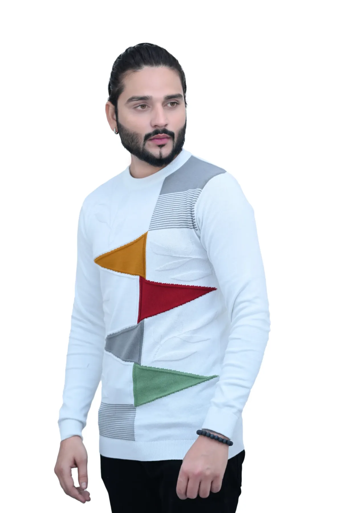 Cotton Full Sleeves Round Neck Try Angle Multi Color T shirt