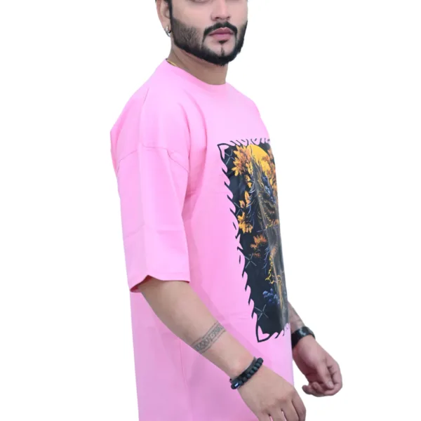 Cotton Oversized Pink Dragon Fly Print Graphic T-shirt