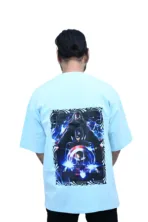 Cotton Oversized Sky Captain America Print Graphic T-shirt
