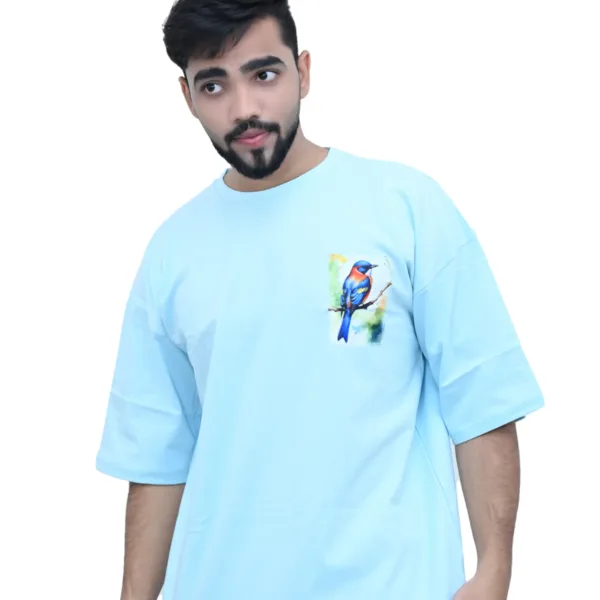 Cotton Oversized Sky Goriya Bird Graphic Printed T-shirt