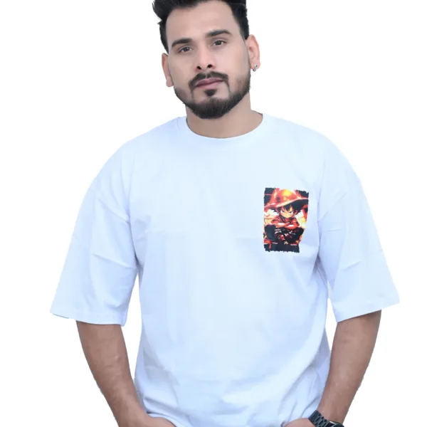 Cotton Oversized White Angry Goku Print Graphic T-shirt