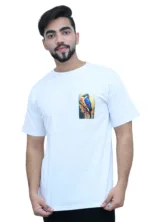 Cotton Regular Fit White Goriya Bird Graphic Printed T-shirt