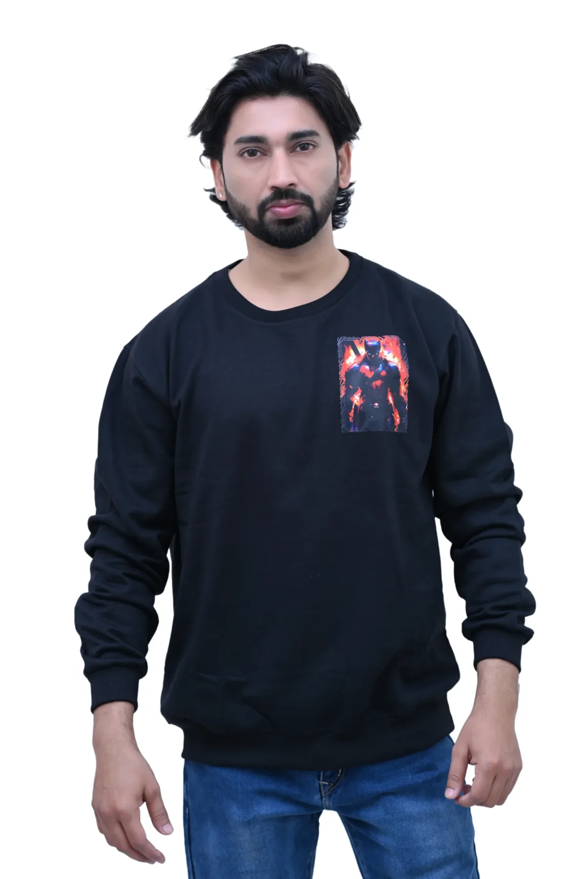 Cotton Regular fit Black Angry Batman Graphic Sweatshirt