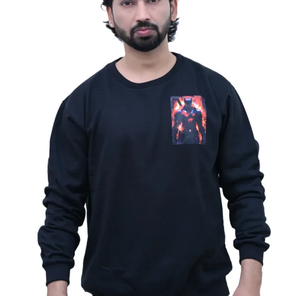 Cotton Regular fit Black Angry Batman Graphic Sweatshirt