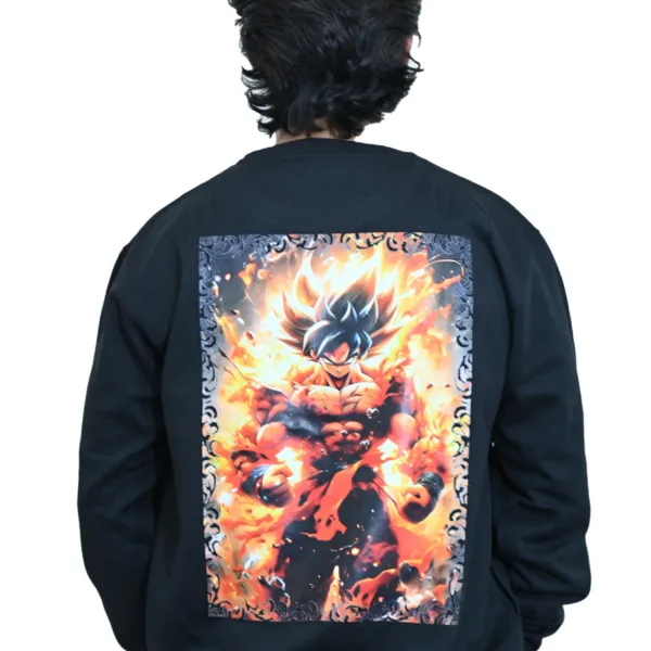 Cotton Regular fit Black Angry Man Goku Graphic Sweatshirt