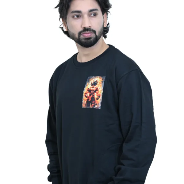 Cotton Regular fit Black Angry Man Goku Graphic Sweatshirt