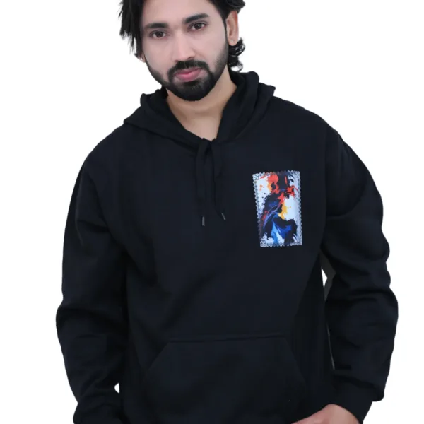 Cotton Regular fit Black Back Print Painting Design Graphic Hoodie