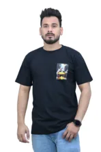 Cotton Regular fit Black Car Printed Graphic T-shirt