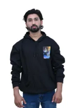 Cotton Regular fit Black Tiger Rest On Ice Print Graphic Hoodie