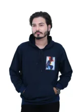 Cotton Regular fit Blue Back Print Painting Design Graphic Hoodie