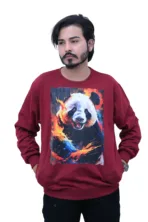 Cotton Regular fit Maroon Bear Laughing Graphic Sweatshirt