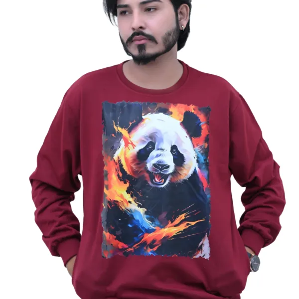 Cotton Regular fit Maroon Bear Laughing Graphic Sweatshirt