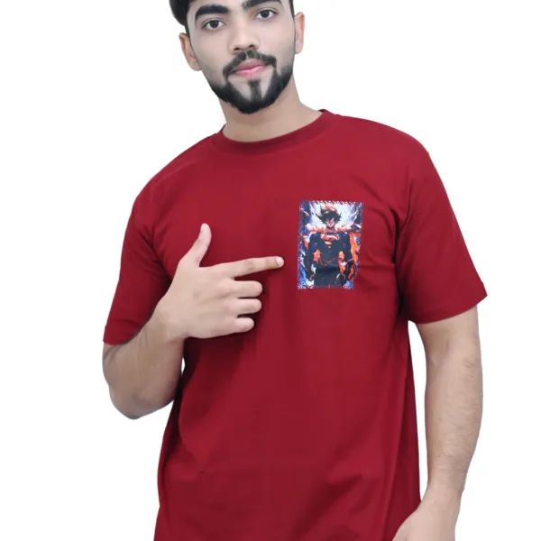 Cotton Regular fit Maroon Goku Printed Graphic T-shirt