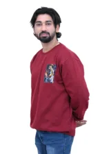 Cotton Regular fit Maroon Walking Tiger Graphic Sweatshirt