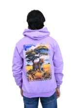 Cotton Regular fit Purple Walking Tiger Graphic Hoodie