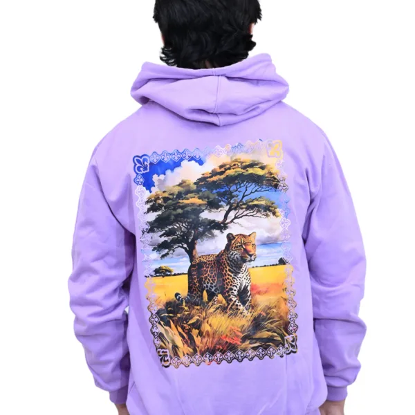 Cotton Regular fit Purple Walking Tiger Graphic Hoodie