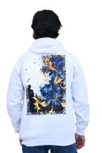 Cotton Regular fit White Back Print Multibloom Graphic Hoodie