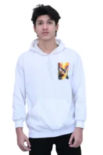 Cotton Regular fit White Flying Owl Graphic Hoodie