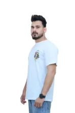 Cotton Regular fit White Parrot Printed Graphic T-shirt