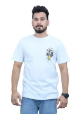 Cotton Regular fit White Parrot Printed Graphic T-shirt
