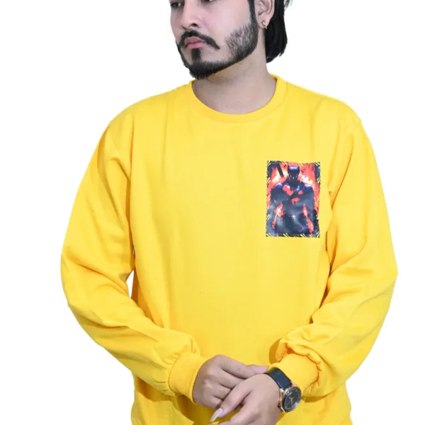 Cotton Regular fit Yellow Angry Batman Graphic Sweatshirt