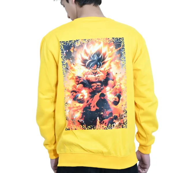 Cotton Regular fit Yellow Angry Man Goku Graphic Sweatshirt