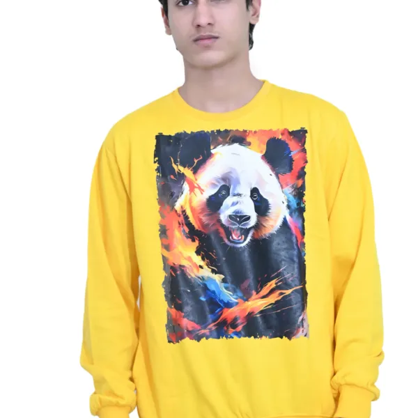 Cotton Regular fit Yellow Bear Laughing Graphic Sweatshirt