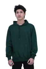 Solid Cotton Regular fit Green Plain Hoodie