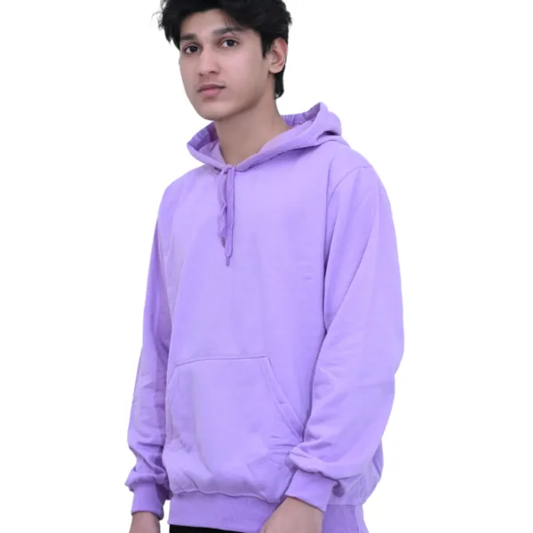 Solid Cotton Regular fit Purple Plain Hoodie