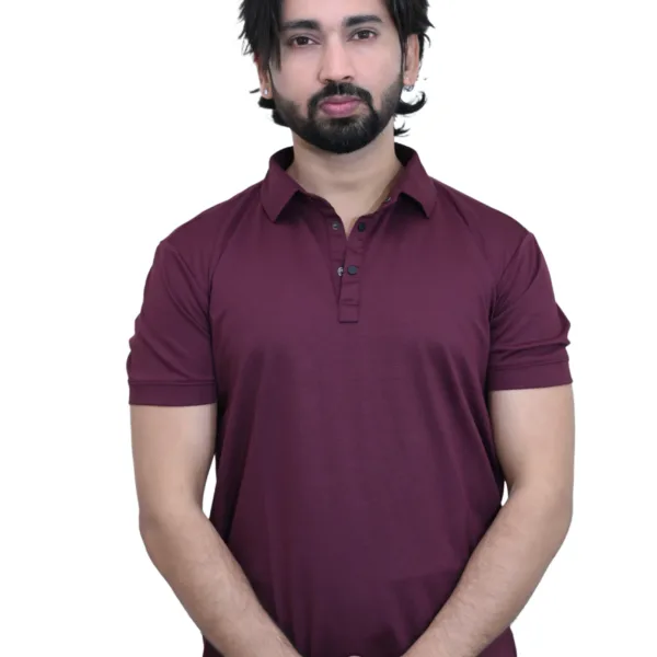 Solid Plain Slim fit coffee Color Polo Cotton T-shirt